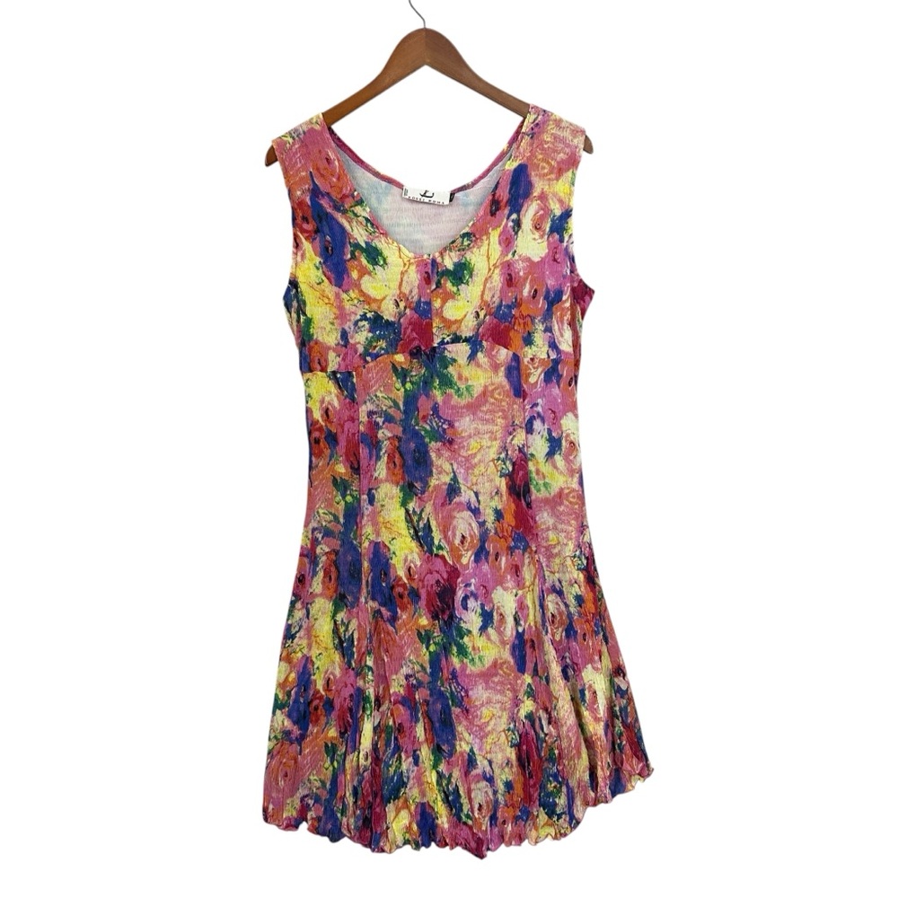 ROSSI ROMA Dress Crinkle Sleeveless Multicolored
